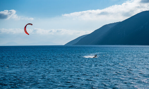 Kitesurfing in Greece.