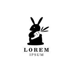 Rabbit and carrot logo design vector illustration
