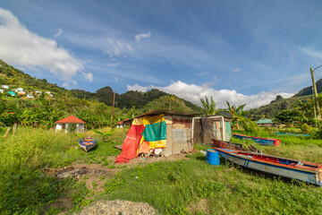 Fototapeta na wymiar Saint Vincent ant the Grenadines, Wallilabou bay, boats