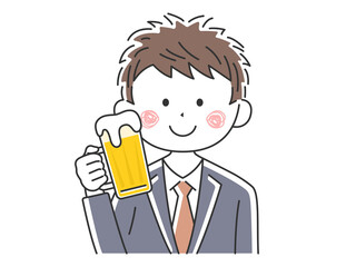 ビールを飲むビジネスマンのイラスト