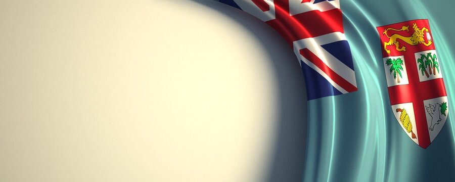 Fiji Flag. 3d illustration of the waving national flag with a copy space.
Oceania, South pacific country flag.
