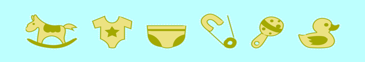 set of baby toys cartoon icon design template with various models. vector illustration isolated on blue background