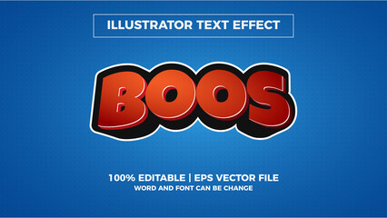 Boos editable text style effect illustrator. vector design template
