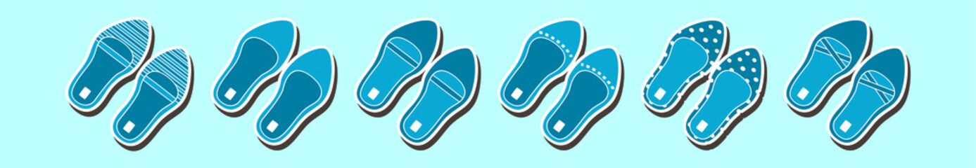 set of ruby slippers cartoon icon design template with various models. vector illustration isolated on blue background