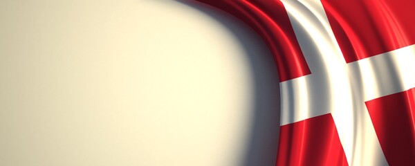 Denmark Flag. 3d illustration of the waving national flag with a copy space.
Europe country flag.
