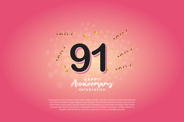 91th anniversary background with 3D number illustration