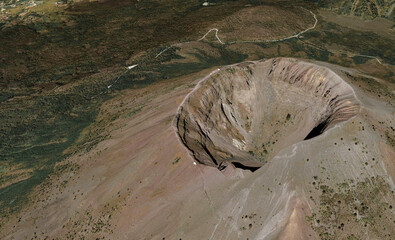 The summit and mouth of Mount Vesuvius in Italy