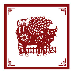 The Classic Chinese Sketching Style Illustration, A Cartoon Bull, The Chinese Zodiac, The Year Of Ox
