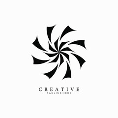 Fototapeta premium Simple black triangle geometry mandala logo template