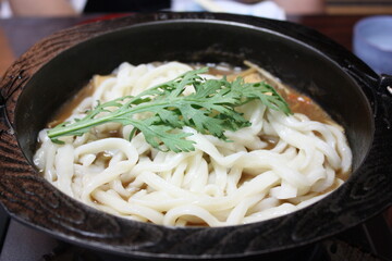 Nabeyaki Udon, aka Udon Noodle Hot Pot, in Matsuyama, Ehime prefecture, Japan - うどん  日本	
