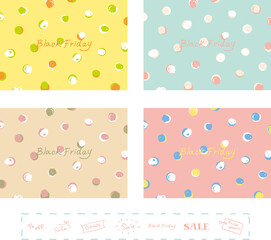 black friday　手描きドット背景セット