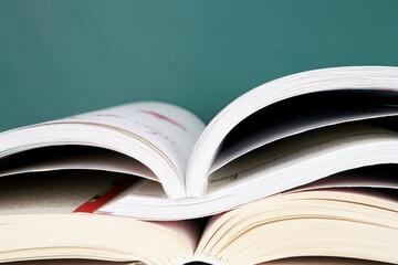 A pile of books that were turned over