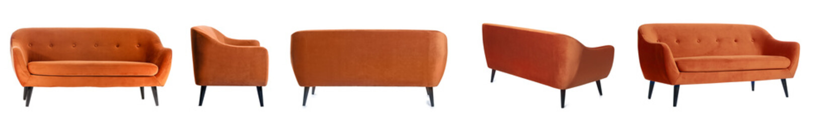 Set of sofas on white background