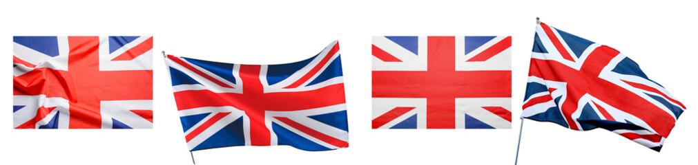 The national flags of the United Kingdom on white background