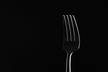 Stylish fork on dark background
