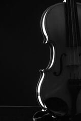 Stylish violin on dark background