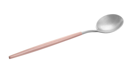 Clean spoon with color handle on white background