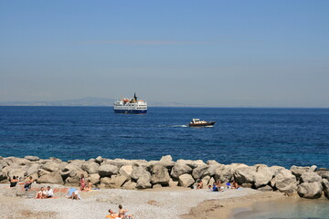 Seascape at the shores of island Capri, Italy 