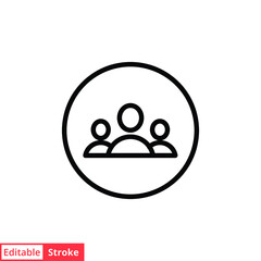 3 people line icon. Simple outline style. Multi user, circle, group, person, service concept.  Crowd sign symbol design. Vector illustration isolated on white background. Editable stroke EPS 10.