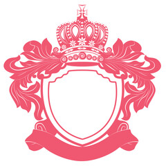Crown Floral logo, abstract vintage frame vector illustration