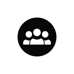 3 people glyph icon. Simple solid style. Multi user, circle, group, person, service concept.  Crowd sign symbol design. Vector illustration isolated on white background. EPS 10.