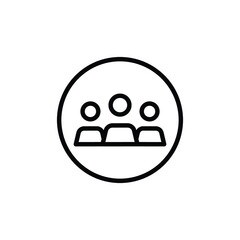 3 people line icon. Simple outline style. Multi user, circle, group, person, service concept.  Crowd sign symbol design. Vector illustration isolated on white background. EPS 10.