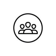 3 people line icon. Simple outline style. Multi user, circle, group, person, service concept.  Crowd sign symbol design. Vector illustration isolated on white background. EPS 10.