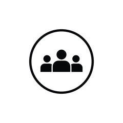 3 people flat icon. Simple solid style. Multi user, circle, group, person, service concept.  Crowd sign symbol design. Vector illustration isolated on white background. EPS 10.