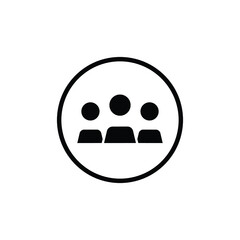 3 people flat icon. Simple solid style. Multi user, circle, group, person, service concept.  Crowd sign symbol design. Vector illustration isolated on white background. EPS 10.