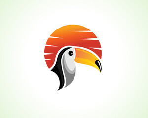 elegant toucan head bird sun background logo icon symbol design illustration inspiration © ShiipArts