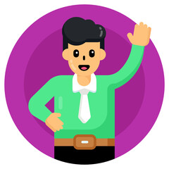 
Man with bag denoting flat icon of employee 

