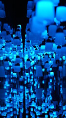 The beautiful lights show exihibited in a big room