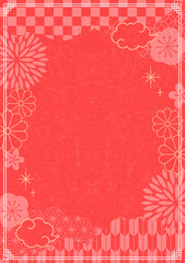 Japanese style frame with chrysanthemum and patterns