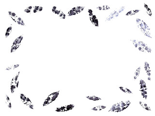 Border of black painted leaves silhouette, illustration