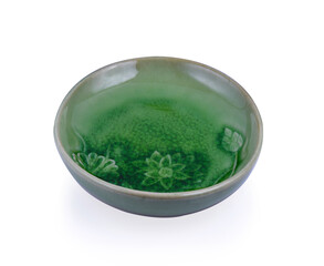 Green plate on white background