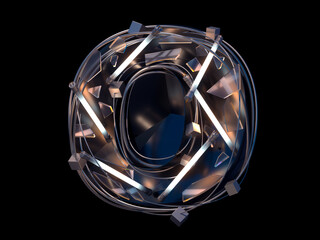 Abstract White Neon Font. Letter O. 