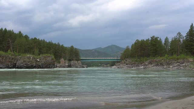 landscape with the Katun river in Chemal, Altay