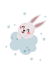 Easter rabbit or bunny kids pastel vector poster template