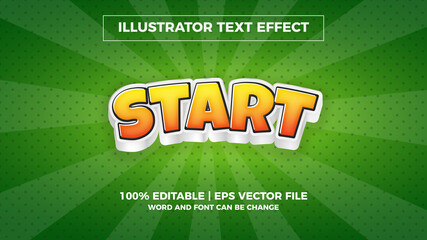Start editable text style effect illustrator. vector design template