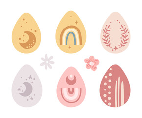 Easter kids pastel vector isolated clip art set