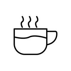 Coffee cup line icon on white background. Editable stroke. Design template vector