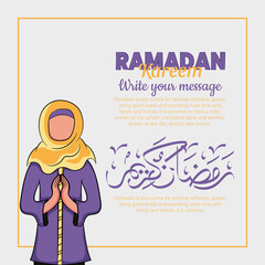 Hand drawn illustration of ramadan kareem or eid al fitr days greeting concept on white background.