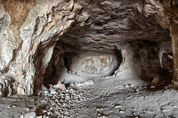 Inside the old abandoned limestone mining adits.