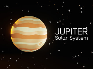 Naklejka na ściany i meble Jupiter in a space background, Planet in the solar system - 3D render