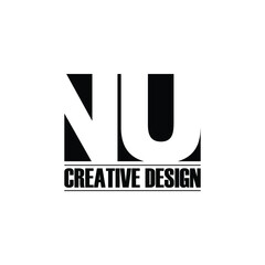 Letter NU simple logo design vector