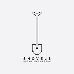 Shovel icon isolated on white background. Gardening tool. Tool for horticulture  agriculture  farming. Logo design template element. Vector Illustration