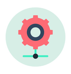 Gear Wheel Network Colored Vector Icon 