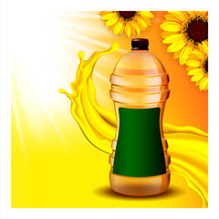Fototapeta premium Sunflower Refined Oil Promotional Banner Vector Illustration
