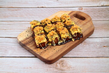 Freshly cooked Japanese food called Takoyaki