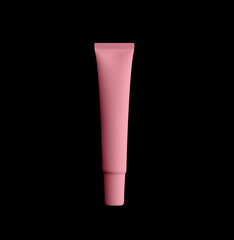 a standing pink tube mockup isolated on black background. product packaging mockup for business. can be used to apply design product packaging for promotions, campaigns, advertising, etc.